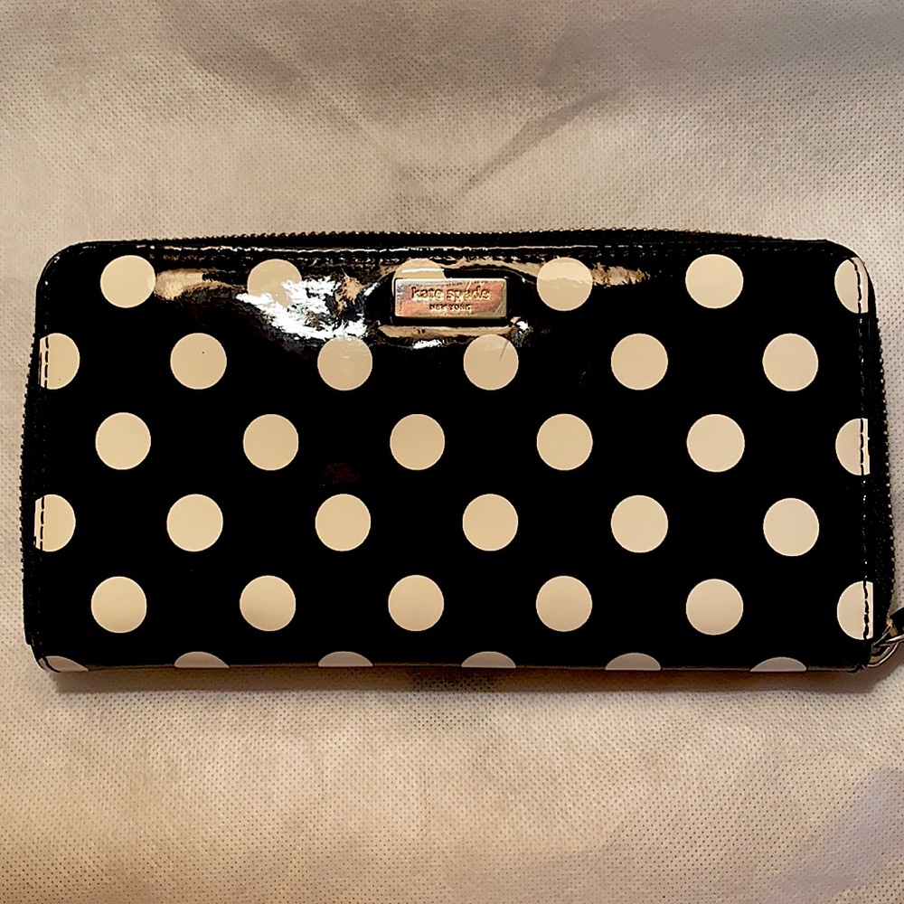 Black + white polka dot Kate Spade Wallet